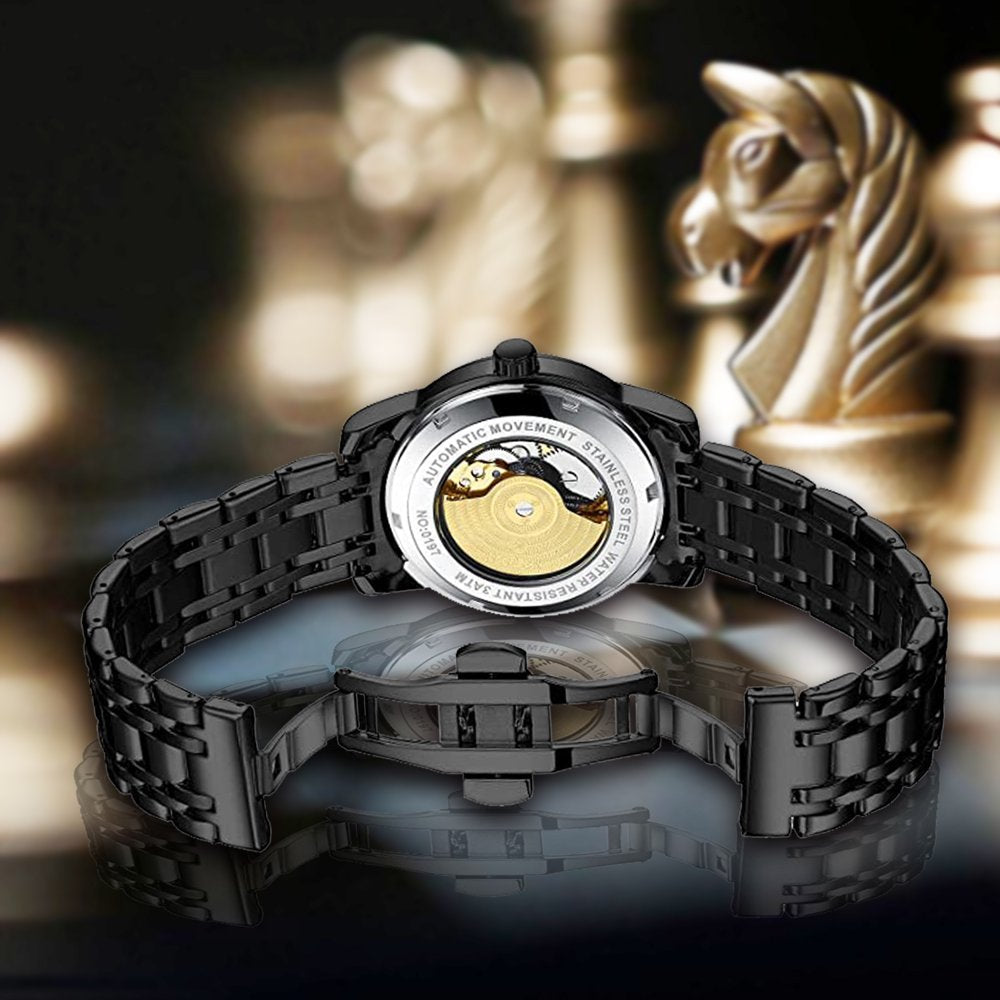 A Men'S Watch Automatic Mechanical Watches Self Winding Diamond Dial Stainess Steel Watches Business Watches Valentine'S Day Gift for Men