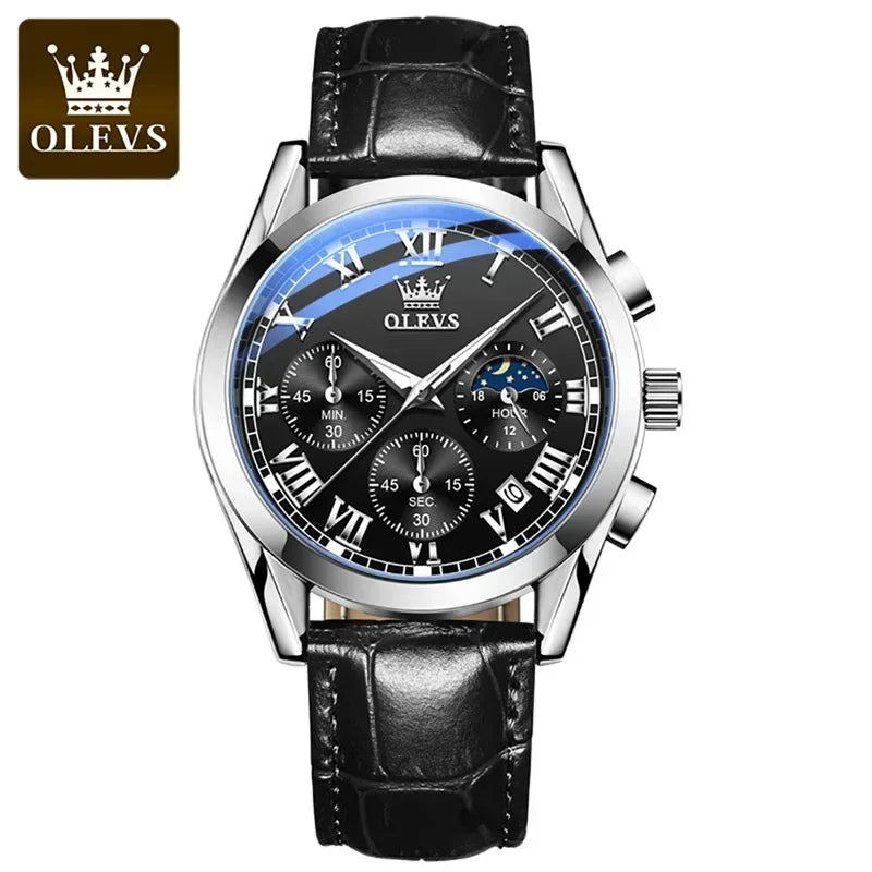 Quartz Watch for Men Top Brand Luxury Watches Moon Phase Waterproof Mens Watches Fashion Chronograph Wrist Watches for Men