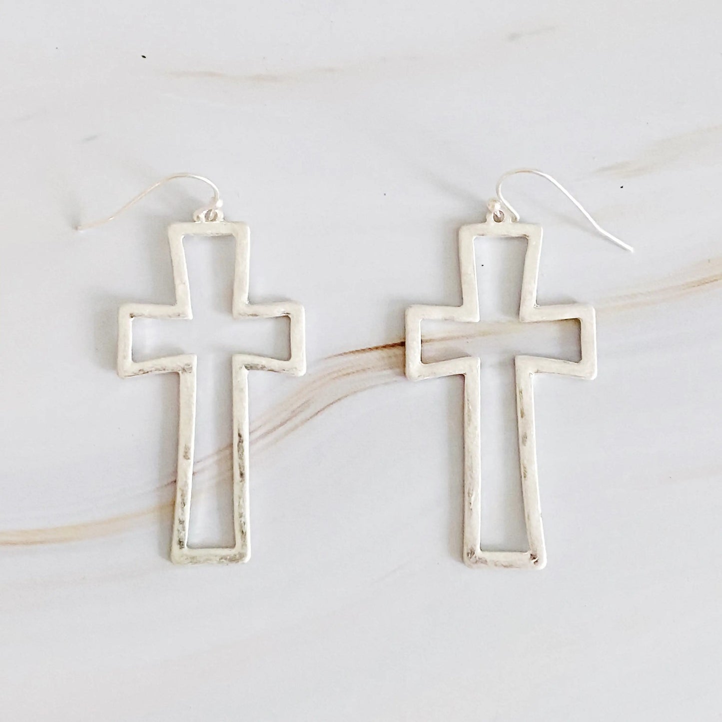 Dangle Cross Outlined Earrings