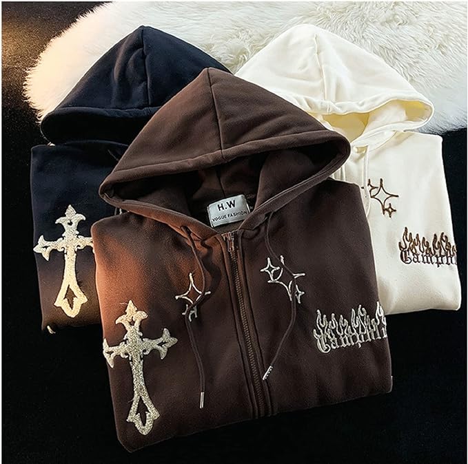 Cross Embroidery Hoodie