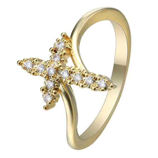 Fashion Cross Ring with Zircon Inlay for Women