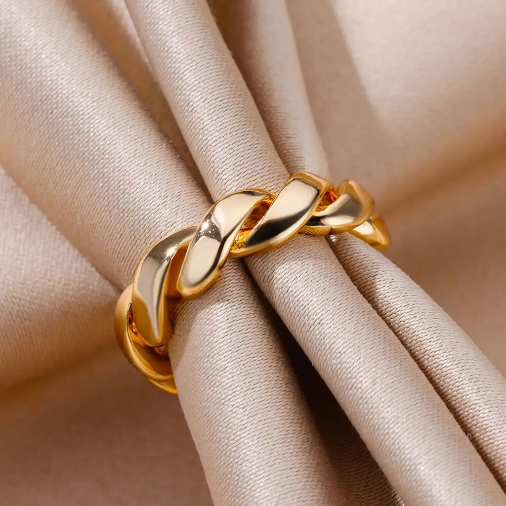 Stainless Steel Rings for Women Gold Plated Adjustable Couple Ring New Accessories Aesthetic Jewelry Free Shipping Anillos Mujer