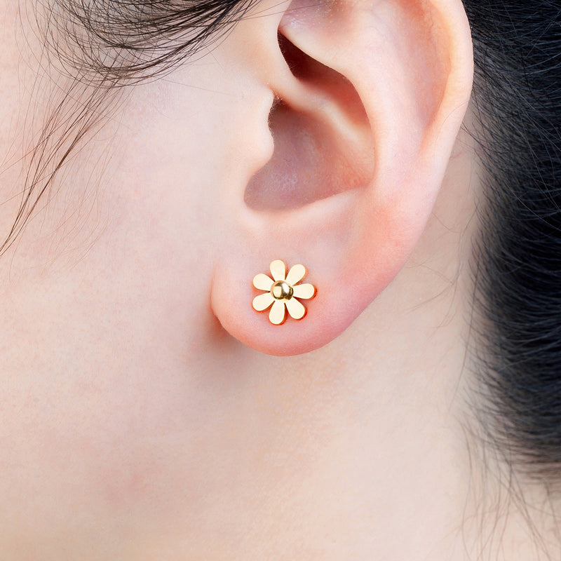 Cute Daisy Stud Earring for Women and Girl Stainless Steel Gold Color High Quality Jewelry Earring Wholesale