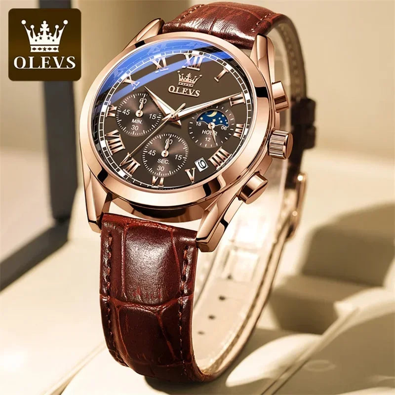 Quartz Watch for Men Top Brand Luxury Watches Moon Phase Waterproof Mens Watches Fashion Chronograph Wrist Watches for Men