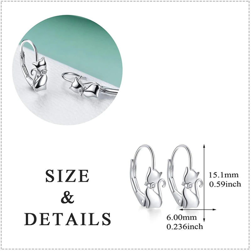 Trumium Authentic 925 Sterling Silver Long Tail Cat Hoop Earrings Colorful Zircon Wedding  Fashion Jewelry