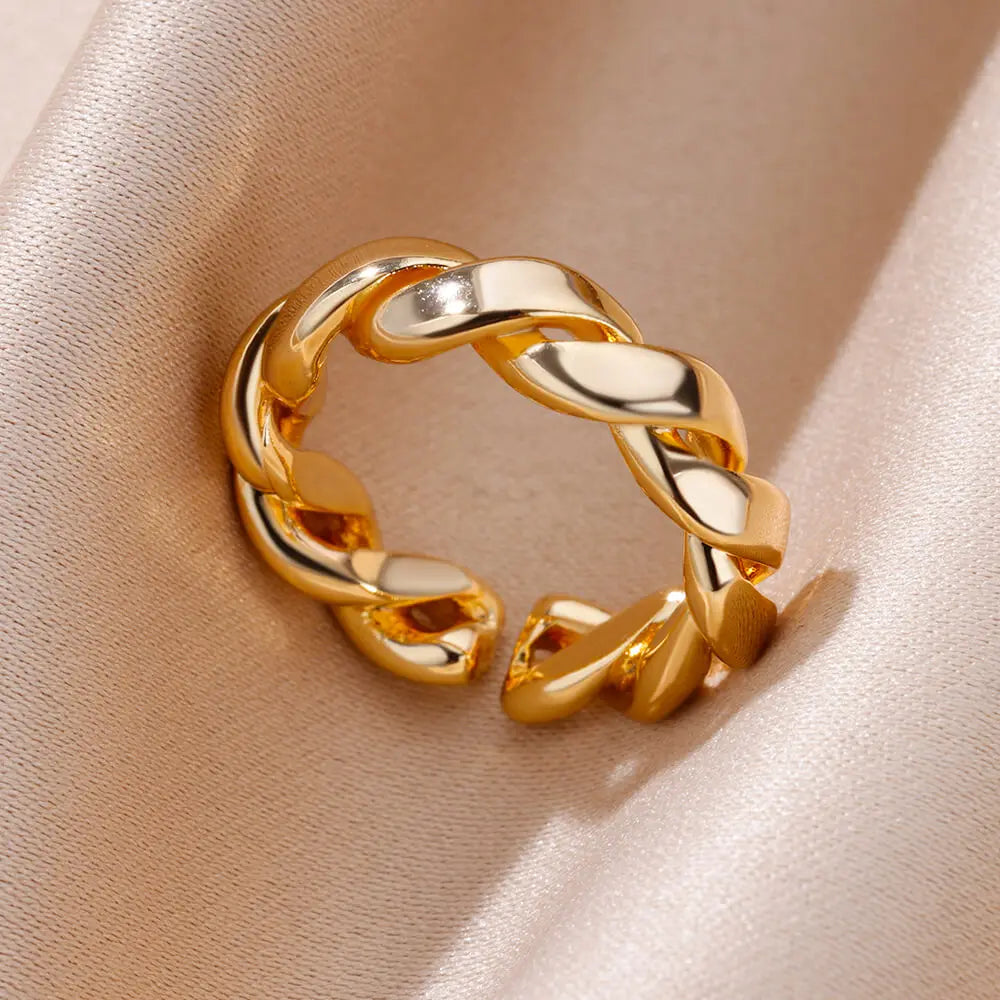 Stainless Steel Rings for Women Gold Plated Adjustable Couple Ring New Accessories Aesthetic Jewelry Free Shipping Anillos Mujer