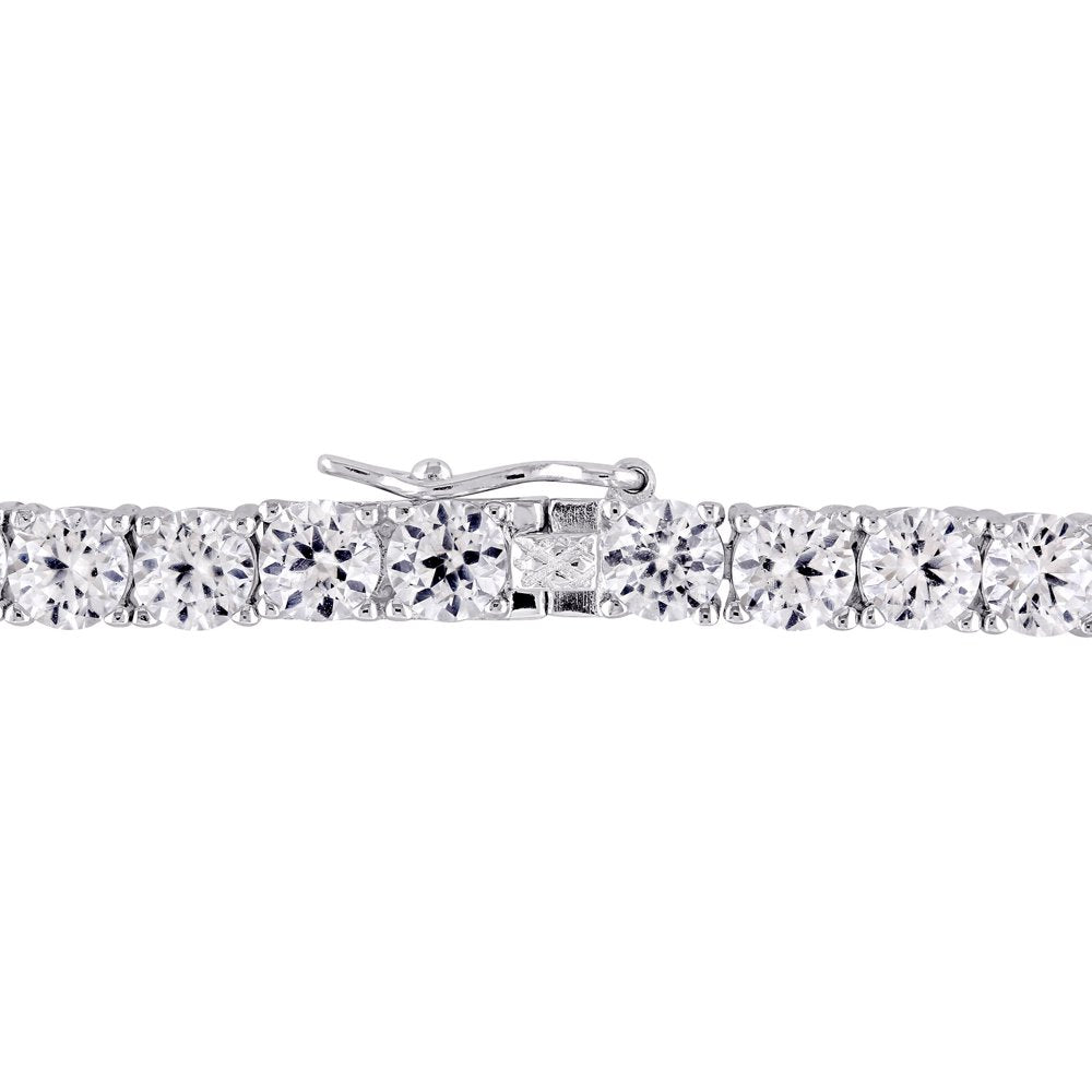 Miabella Women'S 14-1/4 Carat T.G.W. Created White Sapphire Sterling Silver Tennis Bracelet