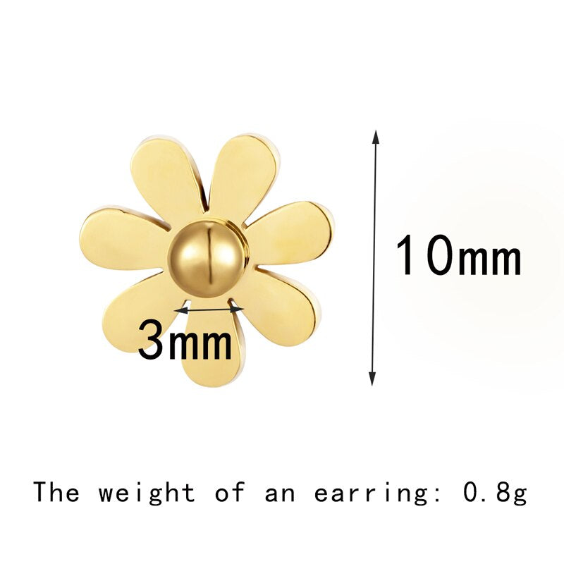 Cute Daisy Stud Earring for Women and Girl Stainless Steel Gold Color High Quality Jewelry Earring Wholesale