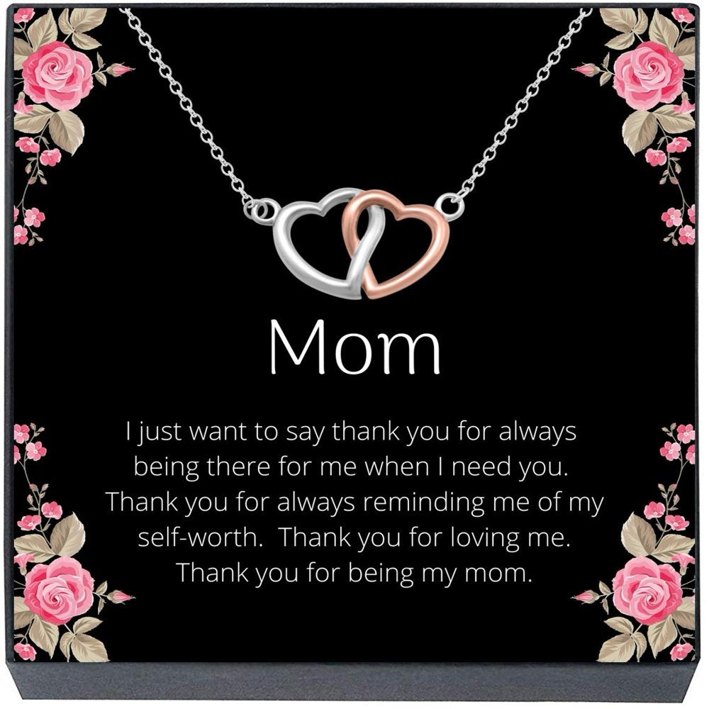 Mothers Day Necklace Jewelry Gifts for Mom- Heart Pendant Necklace on Quote Card Best Mom Ever Gifts from Son or Daughter