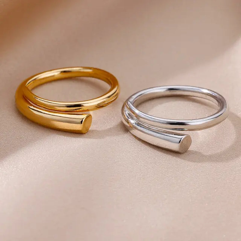 Stainless Steel Rings for Women Gold Plated Adjustable Couple Ring New Accessories Aesthetic Jewelry Free Shipping Anillos Mujer