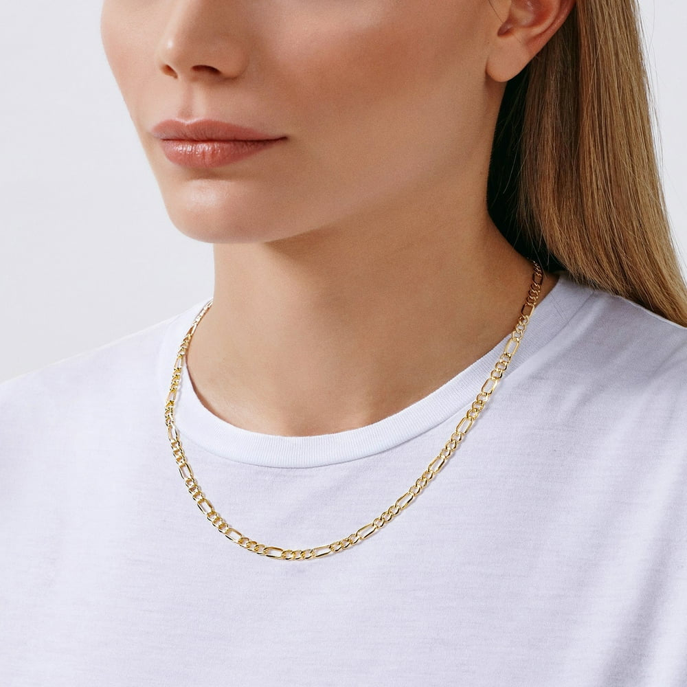 Gold Chain Necklace Collection - 14K Solid Yellow Gold Filled Figaro Chain Necklaces for Women and Men with Different Sizes (2.8Mm, 3.7Mm, 4.7Mm, 5.6Mm)