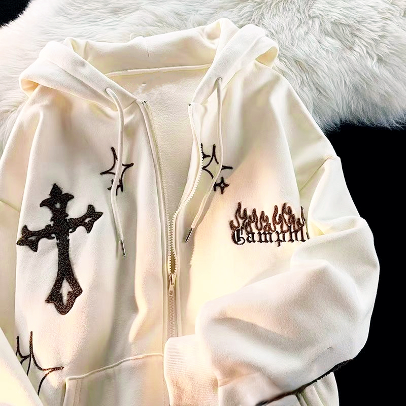 Cross Embroidery Hoodie