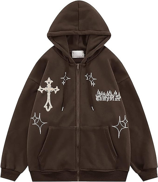 Cross Embroidery Hoodie