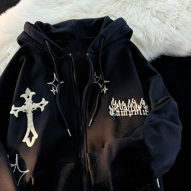 Cross Embroidery Hoodie